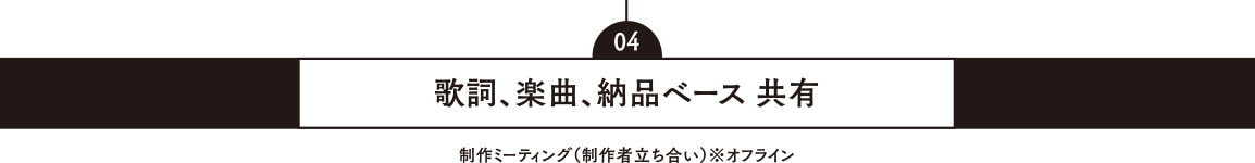 歌詞　楽曲　納品ベース共有　制作ミーティング（制作者立ち合い）※オフライン